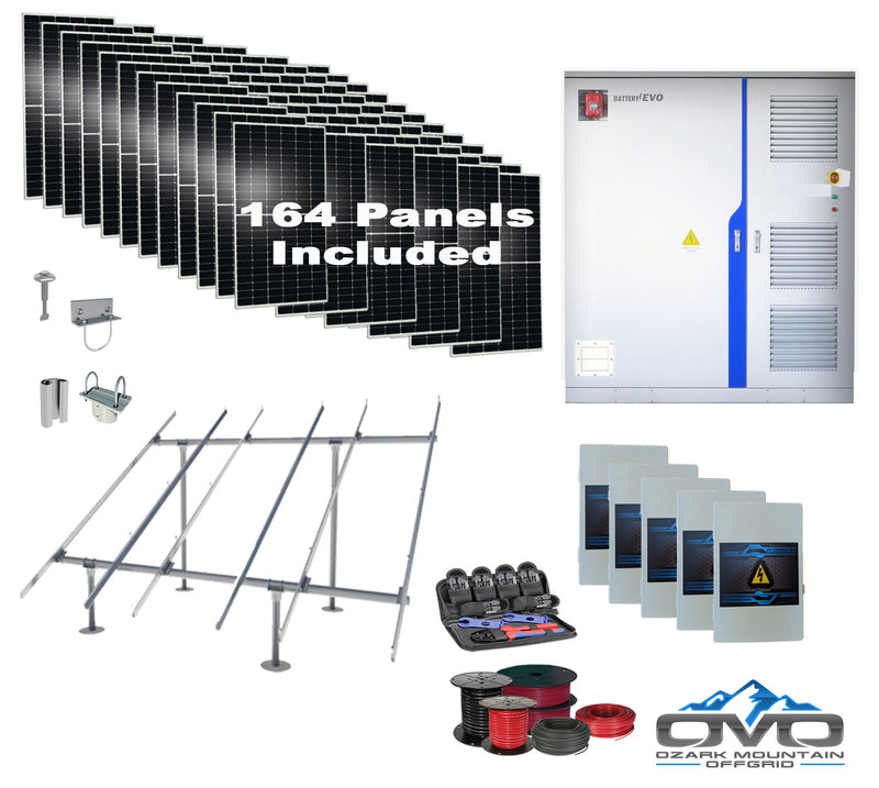 Load image into Gallery viewer, 90KW Solar Battery EVO Grizzly Commercial 3-Phase Energy Storage Cabinet 207kWh Battery + 66K Inverter + 90KW Solar Array
