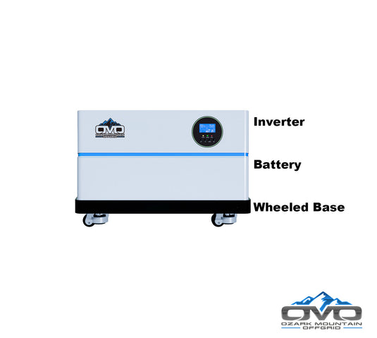 2.2KW OMO All-In-One Customizable Stacking Inverter/Battery System 5500W Inverter + 5.12K Lithium Battery + 2.2KW Solar Roof Mount