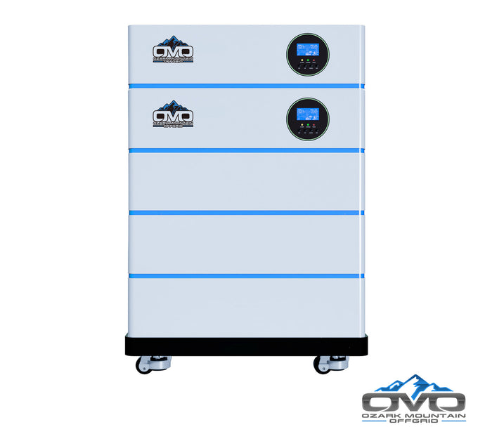 OMO All-In-One Customizable Stacking Inverter/Battery System 120/240 11000W Total Inverter Output + 15.36KW Lithium Battery