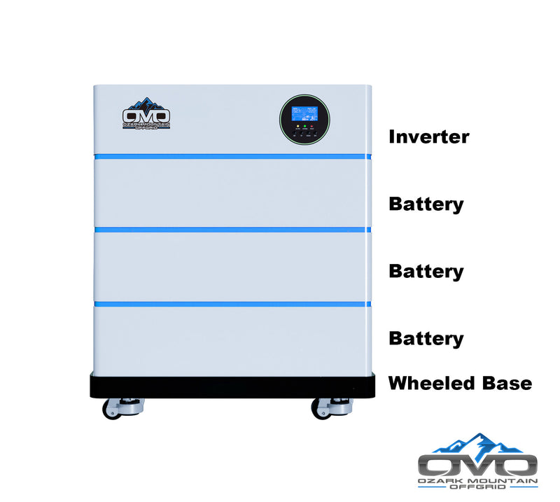 Load image into Gallery viewer, 2.2KW OMO All-In-One Customizable Stacking Inverter/Battery System 5500W Inverter + 15.36K Lithium Battery + 2.2KW Solar Roof Mount
