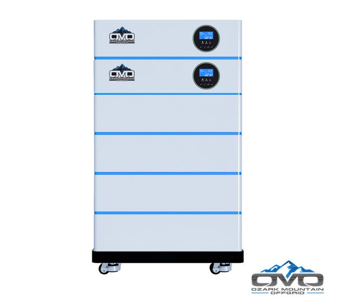 OMO All-In-One Customizable Stacking Inverter/Battery System 120/240 11000W Total Inverter Output + 20.48KW Lithium Battery