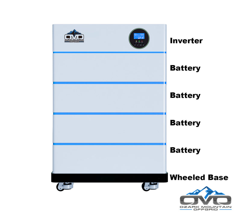 Load image into Gallery viewer, 3.3KW OMO All-In-One Customizable Stacking Inverter/Battery System 5500W Inverter + 20.48K Lithium Battery + 3.3KW Solar Roof Mount
