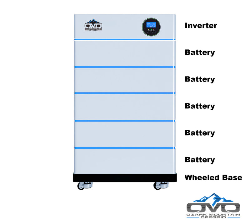 Load image into Gallery viewer, 2.2KW OMO All-In-One Customizable Stacking Inverter/Battery System 5500W Inverter + 25.6K Lithium Battery + 2.2KW Solar Roof Mount
