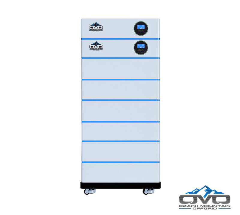 Load image into Gallery viewer, OMO All-In-One Customizable Stacking Inverter/Battery System 120/240 11000W Total Inverter Output + 30.72KW Lithium Battery
