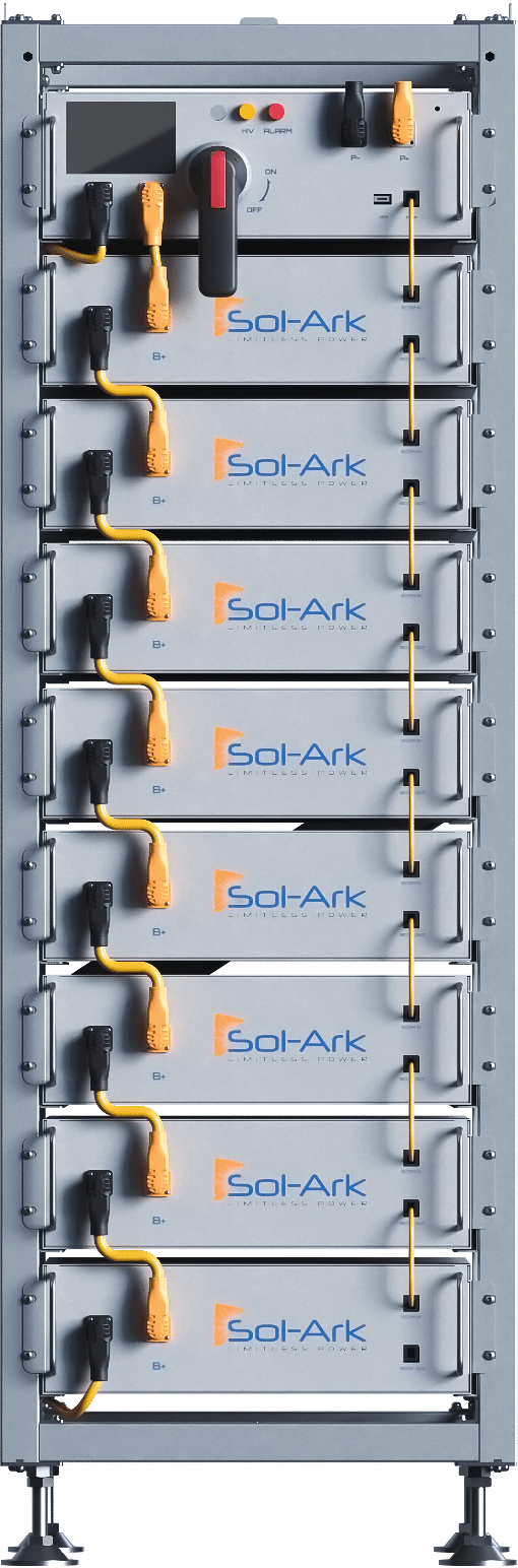 Commercial 30KW Solar Array - 3 Phase 208V Solar Kit + 30K 208V Sol-Ark Inverter + 40KW Sol-Ark INDOOR Lithium Battery +29.7KW Solar with Ground Mount and Wiring