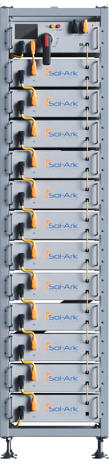 Commercial 120KW Solar Array - 3 Phase 480V Solar Kit + 2x 60K 480V Sol-Ark Inverter + 2x60KW Sol-Ark INDOOR Lithium Battery +121KW Solar with Ground Mount and Wiring