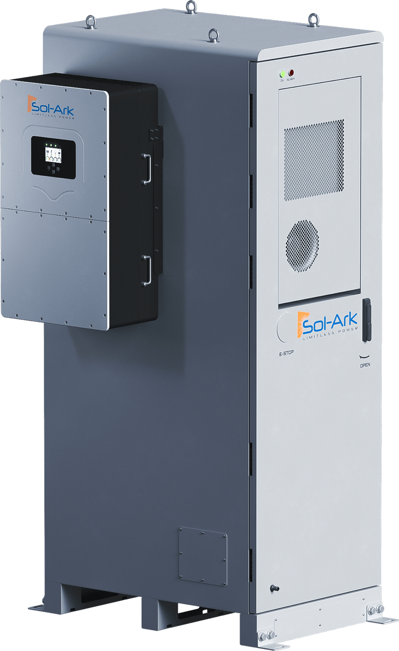 Load image into Gallery viewer, Commercial 120KW Solar Array - 3 Phase 480V Solar Kit + 2x 60K 480V Sol-Ark Inverter + 2x 60KW Sol-Ark OUTDOOR Lithium Battery +121KW Solar with Ground Mount and Wiring
