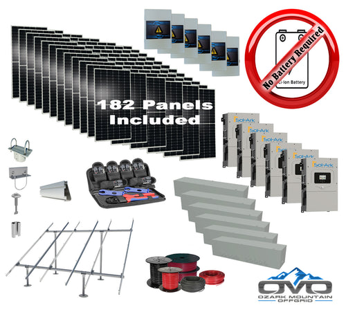 100KW Complete Offgrid Solar Kit + 6x 15K Sol-Ark Inverter +100.2KW Solar with Ground Mount and Wiring