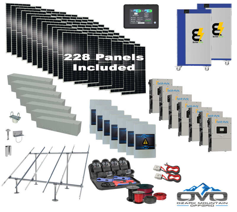 Load image into Gallery viewer, 125KW Complete Offgrid Solar Kit + 7x 15K Sol-Ark Inverter + 2x 30KW Lithium Kong Battery +125.4KW Solar with Ground Mount and Wiring
