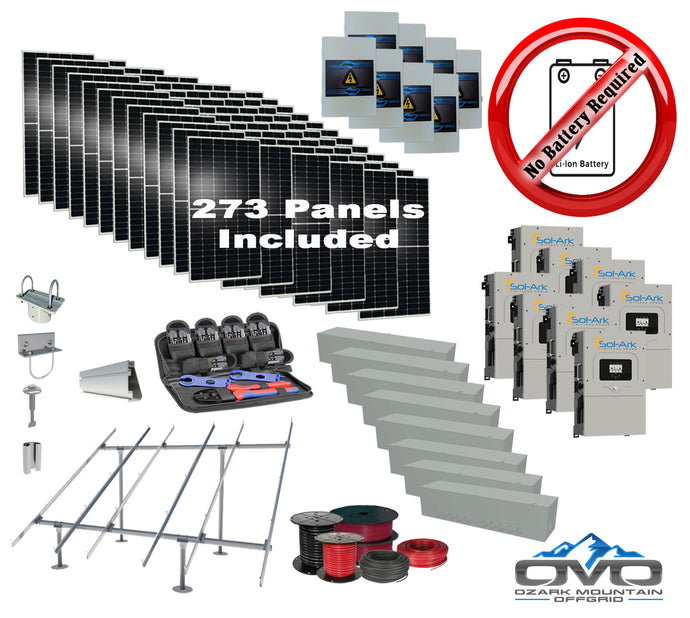 150KW Complete Offgrid Solar Kit + 8x 15K Sol-Ark Inverter +150.15KW Solar with Ground Mount and Wiring