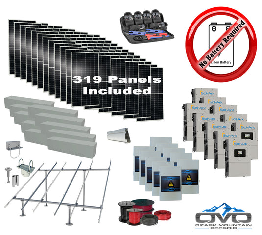 175KW Complete Offgrid Solar Kit + 10x 15K Sol-Ark Inverter +175.45KW Solar with Ground Mount and Wiring