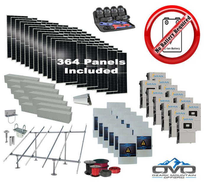 200KW Complete Offgrid Solar Kit + 12x 15K Sol-Ark Inverter +200.2KW Solar with Ground Mount and Wiring