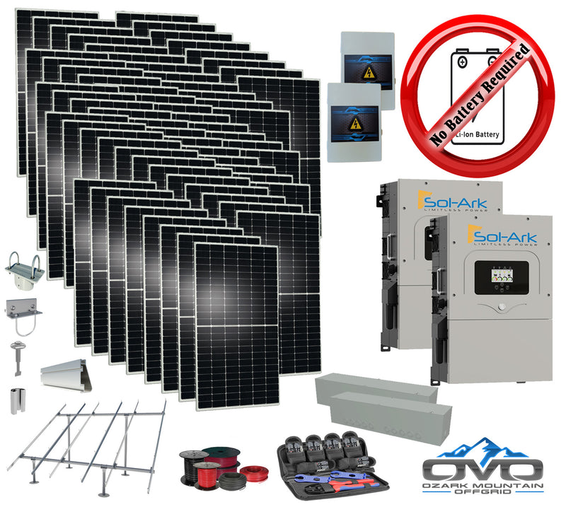 Load image into Gallery viewer, 35KW Complete Offgrid Solar Kit + 2x 15K Sol-Ark Inverter +35.2KW Solar with Ground Mount and Wiring
