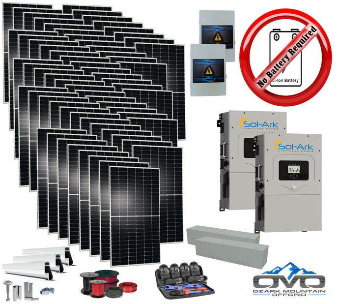 35KW Complete Offgrid Solar Kit + 2x 15K Sol-Ark Inverter +35.2KW Solar with Mounting Rails and Wiring