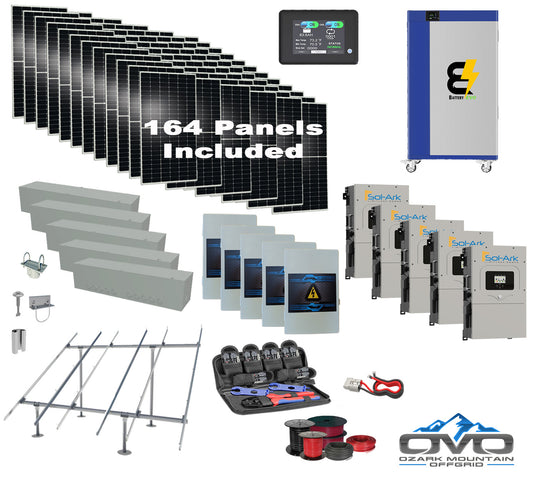 90KW Complete Offgrid Solar Kit + 5x 15K Sol-Ark Inverter + 30KW Lithium Kong Battery +90.2KW Solar with Ground Mount and Wiring