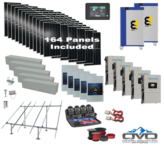 90KW Complete Offgrid Solar Kit + 5x 15K Sol-Ark Inverter + 2x 30KW Lithium Kong Battery +90.2KW Solar with Ground Mount and Wiring