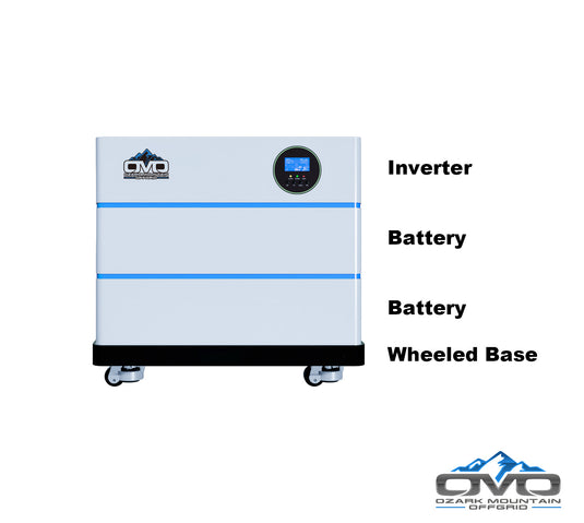 4.4KW OMO All-In-One Customizable Stacking Inverter/Battery System 5500W Inverter + 10.24K Lithium Battery + 4.4KW Solar Roof Mount