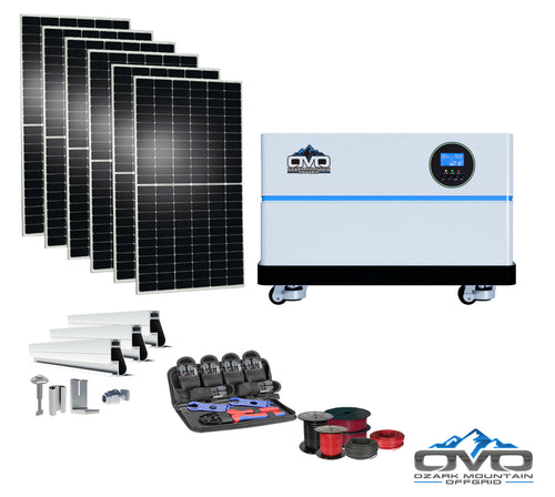 3.3KW OMO All-In-One Customizable Stacking Inverter/Battery System 5500W Inverter + 5.12K Lithium Battery + 3.3KW Solar Roof Mount