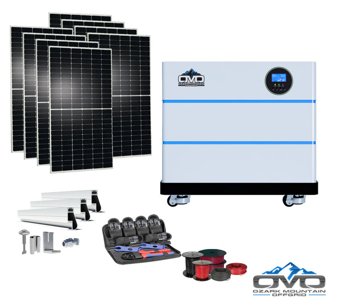 4.4KW OMO All-In-One Customizable Stacking Inverter/Battery System 5500W Inverter + 10.24K Lithium Battery + 4.4KW Solar Roof Mount