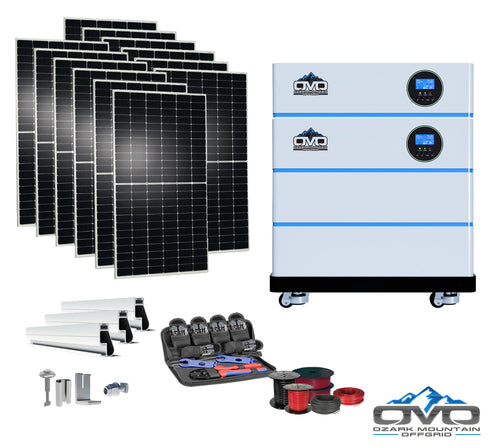 6.6KW OMO All-In-One Customizable Stacking Inverter/Battery System 120/240 11000W Total Inverter Output + 10.24K Lithium Battery + 6.6KW Solar Roof Mount