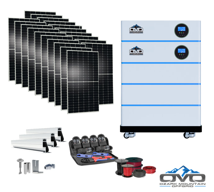 11KW OMO All-In-One Customizable Stacking Inverter/Battery System 120/240 11000W Total Inverter Output + 15.36K Lithium Battery + 11KW Solar Roof Mount