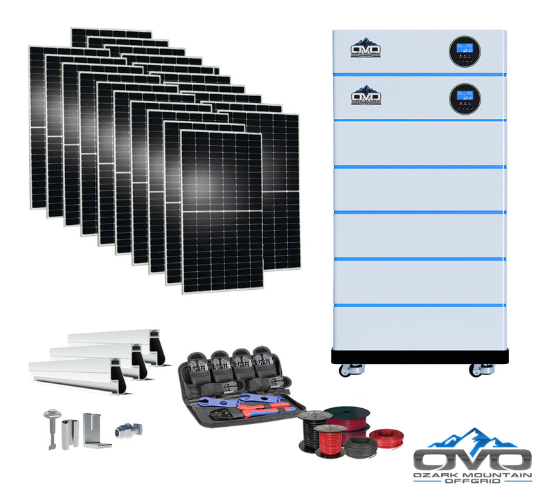 Load image into Gallery viewer, 11KW OMO All-In-One Customizable Stacking Inverter/Battery System 120/240 11000W Total Inverter Output + 25.6K Lithium Battery + 11KW Solar Roof Mount
