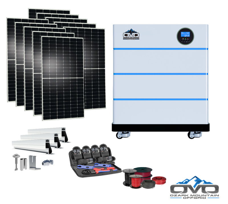 Load image into Gallery viewer, 5.5KW OMO All-In-One Customizable Stacking Inverter/Battery System 5500W Inverter + 15.36K Lithium Battery + 5.5KW Solar Roof Mount
