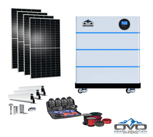 2.2KW OMO All-In-One Customizable Stacking Inverter/Battery System 5500W Inverter + 15.36K Lithium Battery + 2.2KW Solar Roof Mount