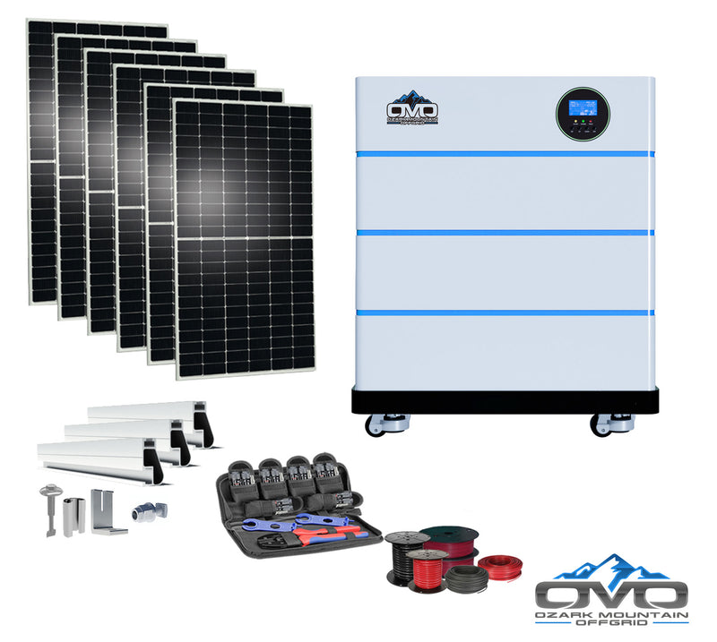 Load image into Gallery viewer, 3.3KW OMO All-In-One Customizable Stacking Inverter/Battery System 5500W Inverter + 15.36K Lithium Battery + 3.3KW Solar Roof Mount
