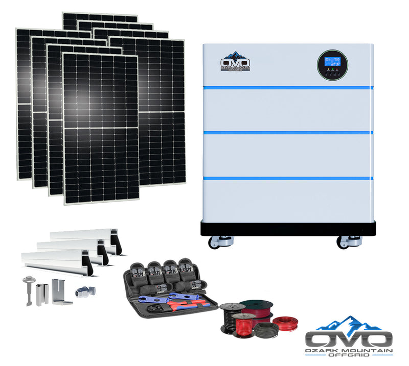 Load image into Gallery viewer, 4.4KW OMO All-In-One Customizable Stacking Inverter/Battery System 5500W Inverter + 15.36K Lithium Battery + 4.4KW Solar Roof Mount
