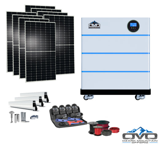 4.4KW OMO All-In-One Customizable Stacking Inverter/Battery System 5500W Inverter + 15.36K Lithium Battery + 4.4KW Solar Roof Mount