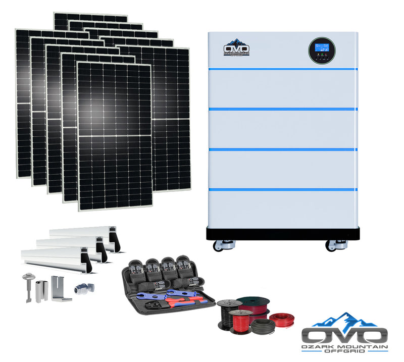 Load image into Gallery viewer, 5.5KW OMO All-In-One Customizable Stacking Inverter/Battery System 5500W Inverter + 20.48K Lithium Battery + 5.5KW Solar Roof Mount
