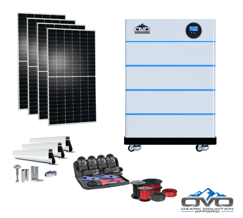 Load image into Gallery viewer, 2.2KW OMO All-In-One Customizable Stacking Inverter/Battery System 5500W Inverter + 20.48K Lithium Battery + 2.2KW Solar Roof Mount
