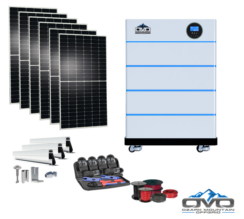 Load image into Gallery viewer, 3.3KW OMO All-In-One Customizable Stacking Inverter/Battery System 5500W Inverter + 20.48K Lithium Battery + 3.3KW Solar Roof Mount
