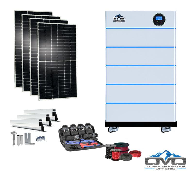 Load image into Gallery viewer, 2.2KW OMO All-In-One Customizable Stacking Inverter/Battery System 5500W Inverter + 25.6K Lithium Battery + 2.2KW Solar Roof Mount
