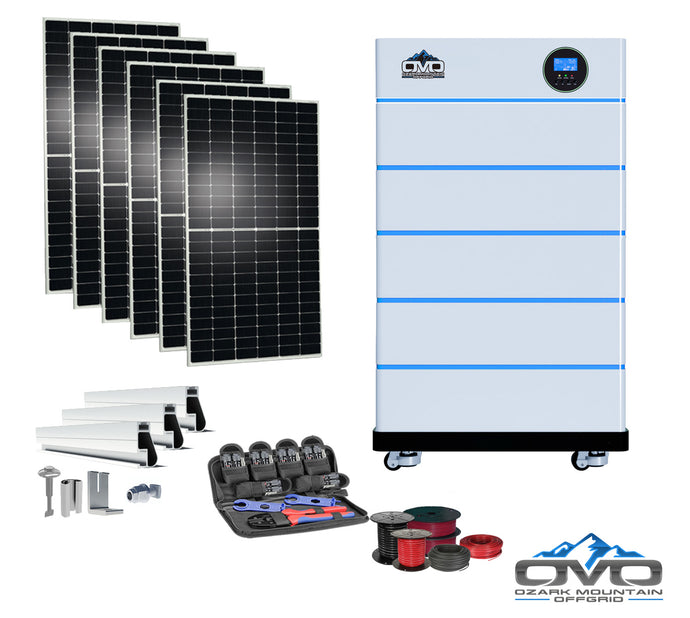 3.3KW OMO All-In-One Customizable Stacking Inverter/Battery System 5500W Inverter + 25.6K Lithium Battery + 3.3KW Solar Roof Mount