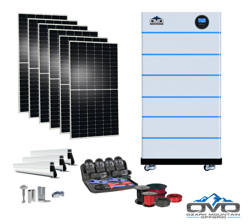 Load image into Gallery viewer, 3.3KW OMO All-In-One Customizable Stacking Inverter/Battery System 5500W Inverter + 30.72K Lithium Battery + 3.3KW Solar Roof Mount
