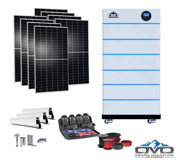 4.4KW OMO All-In-One Customizable Stacking Inverter/Battery System 5500W Inverter + 30.72K Lithium Battery + 4.4KW Solar Roof Mount