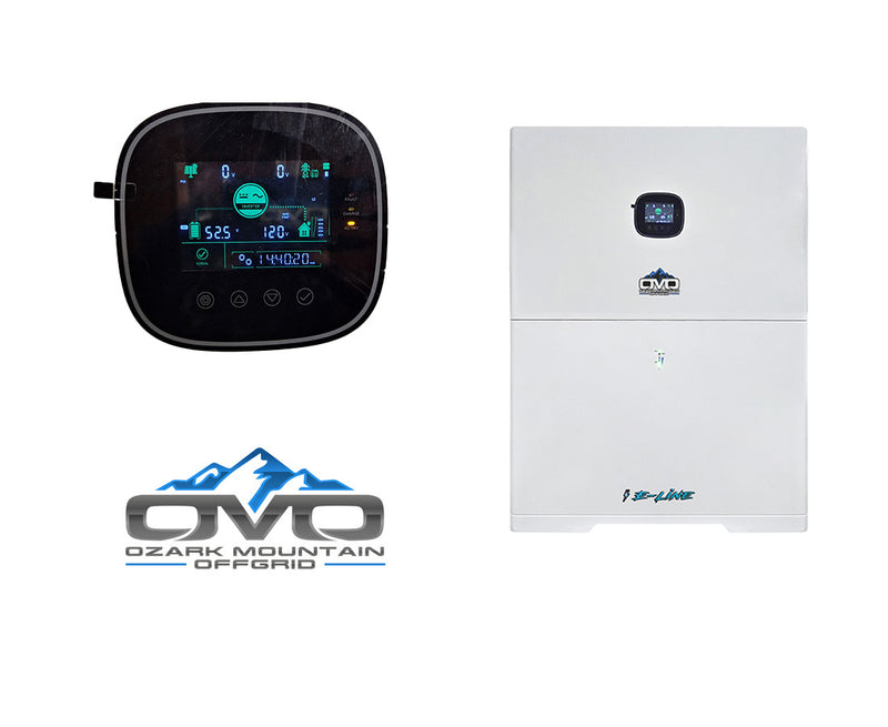 Load image into Gallery viewer, 2.28KW Complete Offgrid Solar Kit + 10K 120V/240V OMO E-Line Inverter + 10.24KW OMO E-Line Lithium Battery +2.28KW Solar with Roof Mounting Rails and Wiring
