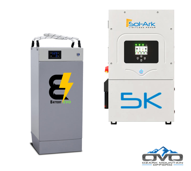 Load image into Gallery viewer, 5K Sol-Ark Inverter +5.3kWh BatteryEVO 48V Husky Lithium Battery
