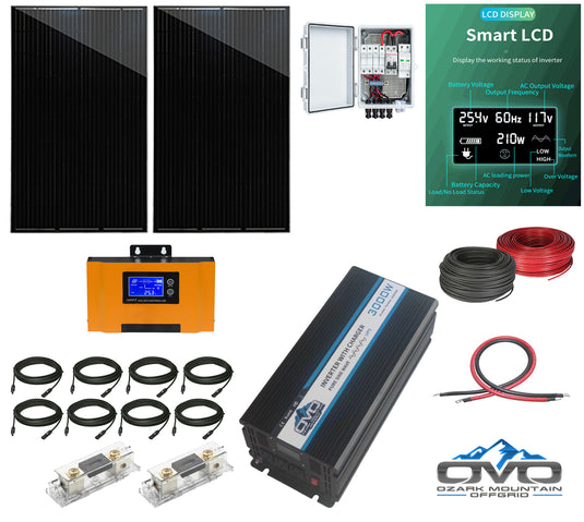 620 Watt Solar System Kit / 30A MPPT Charge Controller / 3000 Watt 24V Inverter without Batteries