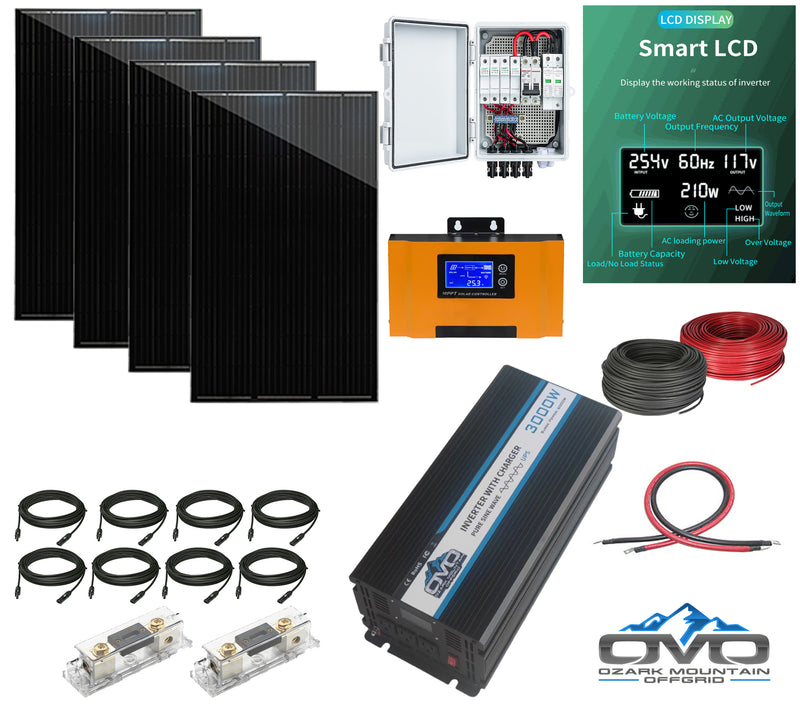 Load image into Gallery viewer, 1240 Watt Solar System Kit / 60A MPPT Charge Controller / 3000 Watt 24V Inverter without Batteries
