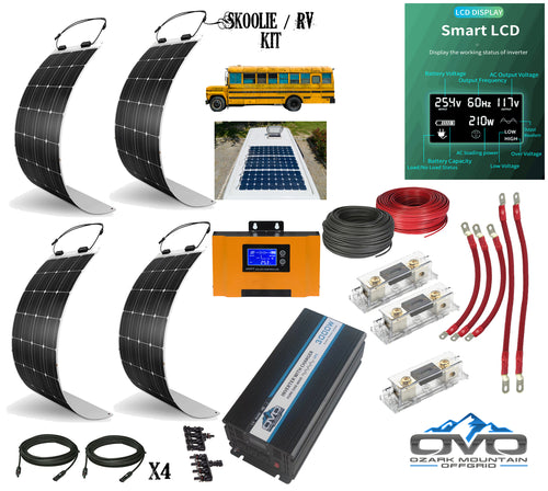 Complete Skoolie Solar System Kit / 30A MPPT Charge Controller / 3000 Watt 24V Inverter