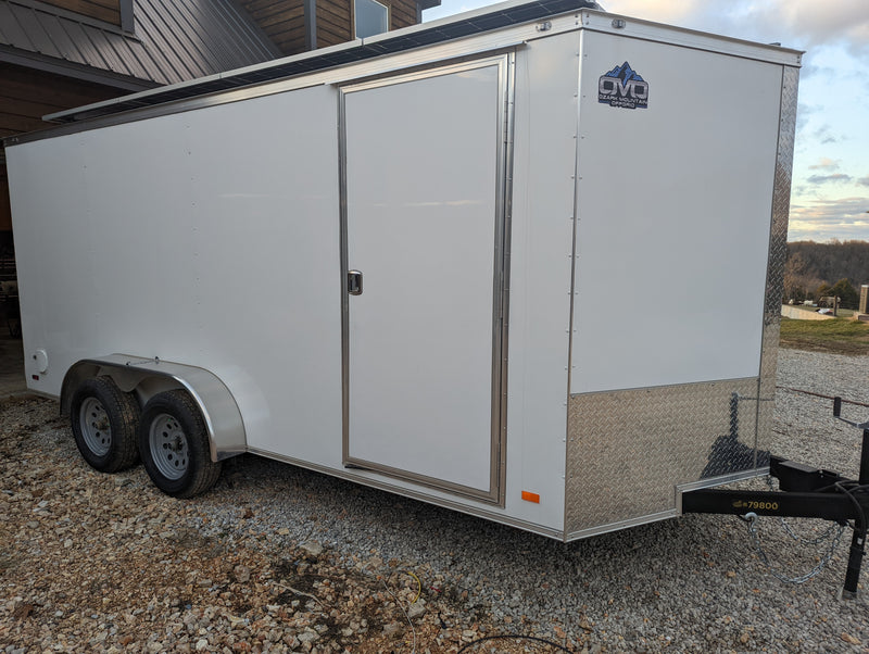 Load image into Gallery viewer, 16&#39; Enclosed SOLAR POWERED Offgrid Self-Sufficient Trailer - Expanded Lithium battery bank
