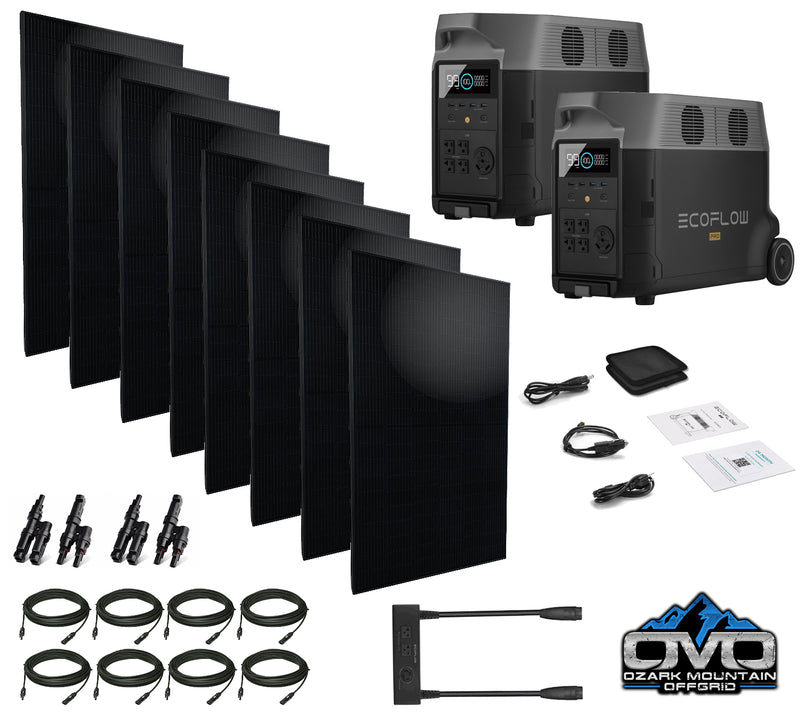 Load image into Gallery viewer, EcoFlow DELTA PRO 120/240V Output - 2x 3600 Watt Solar Generators / 7200wH Lithium Storage / 2600w Solar Complete Offgrid Kit
