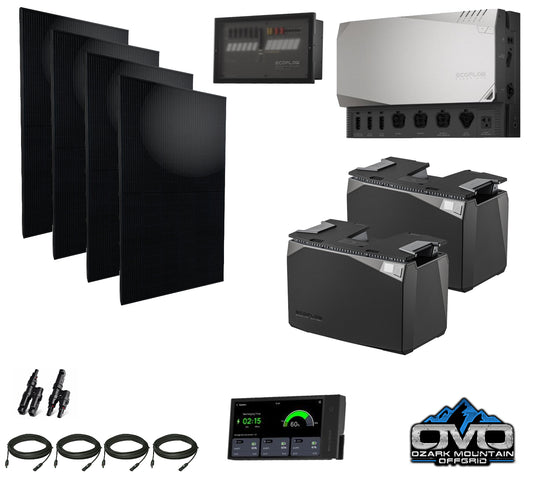 EcoFlow Power Kit 120V Output - 1x 3600 Watt Solar Generator / 4000wH Lithium Storage /1300w Solar Complete Offgrid Kit