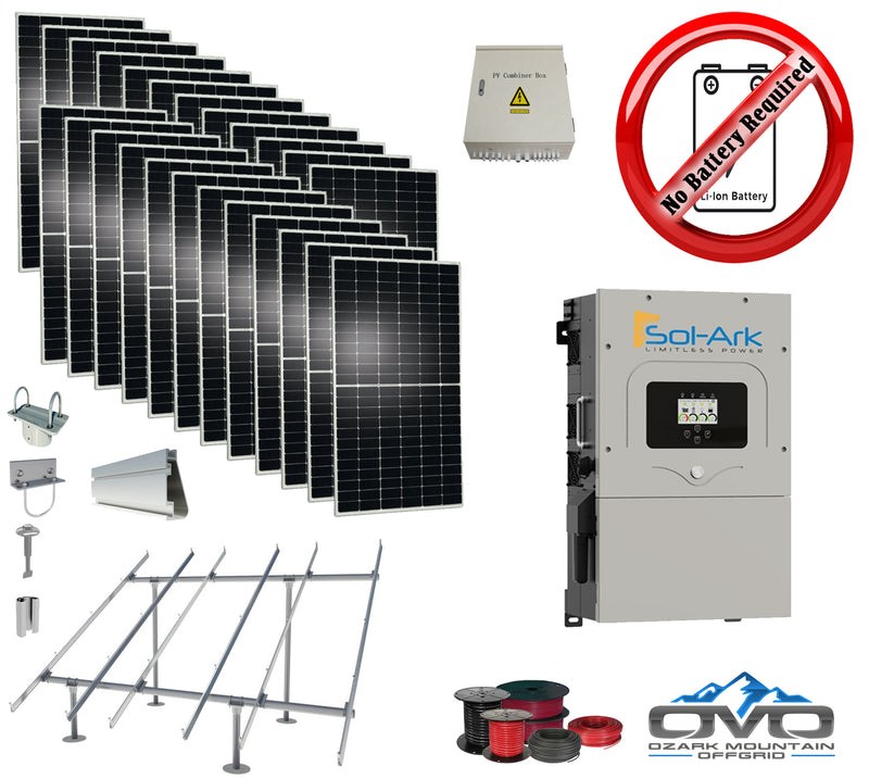 Load image into Gallery viewer, 12KW Complete Offgrid Solar Kit + 12K Sol-Ark Inverter +12.96KW Solar with Ground Mount Rails and Wiring
