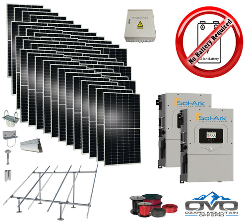 25KW Complete Offgrid Solar Kit + 2x 12K Sol-Ark Inverter +25KW Solar with Ground Mount and Wiring