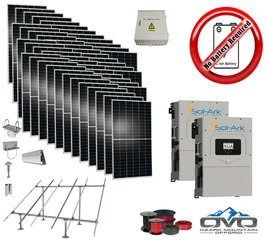 25KW Complete Offgrid Solar Kit + 2x 15K Sol-Ark Inverter +25KW Solar with Ground Mount and Wiring