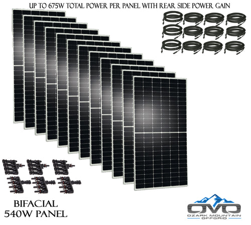 12 Pack - Adani 540 Watt Bi-Facial Mono Solar Panel 144 cell ( 6.48KW Solar Package )